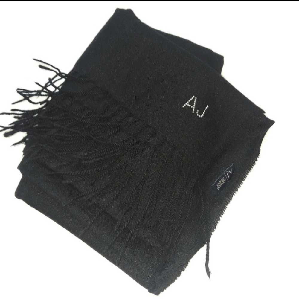 Armani jeans wool blend fringe scarf